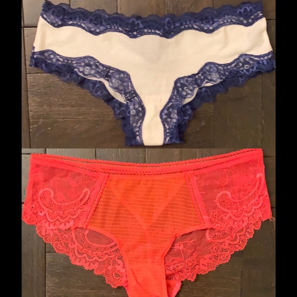 ✨3 for $20 2 pairs of New lace / and lace trimmed Hipsters- both size Small